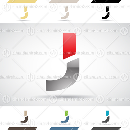 Black and Red Glossy Abstract Logo Icon of Split Shaped Letter J