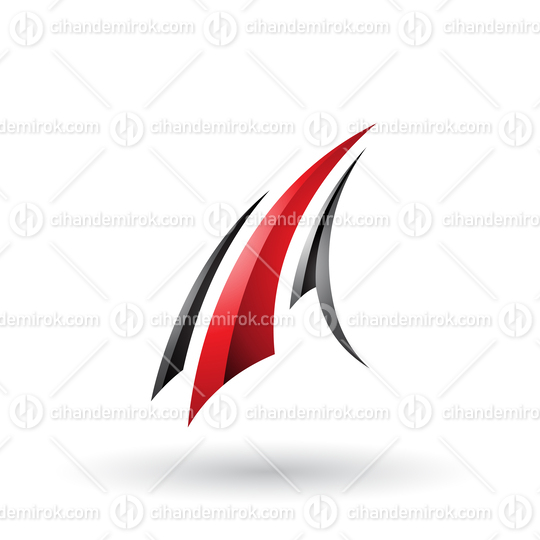 Black and Red Glossy Flying Letter A Vector Illustration