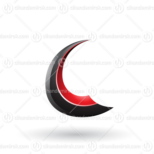 Black and Red Glossy Flying Letter C Vector Illustration