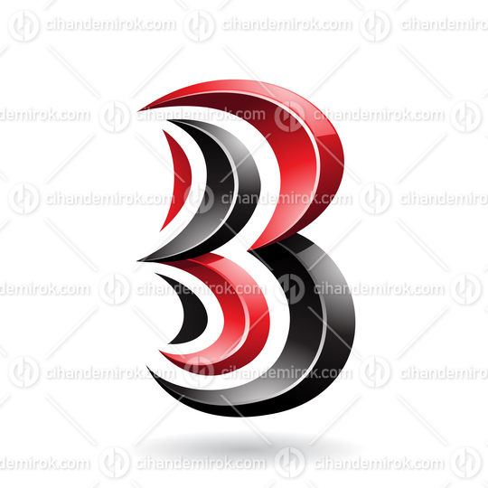 Black and Red Glossy Spiky Embossed Icon for Letter B