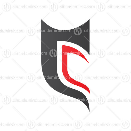 Black and Red Half Shield Shaped Letter C Icon