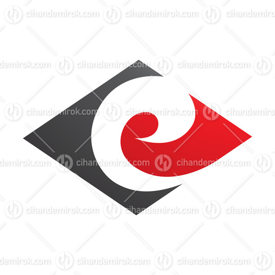 Black and Red Horizontal Diamond Shaped Letter E Icon