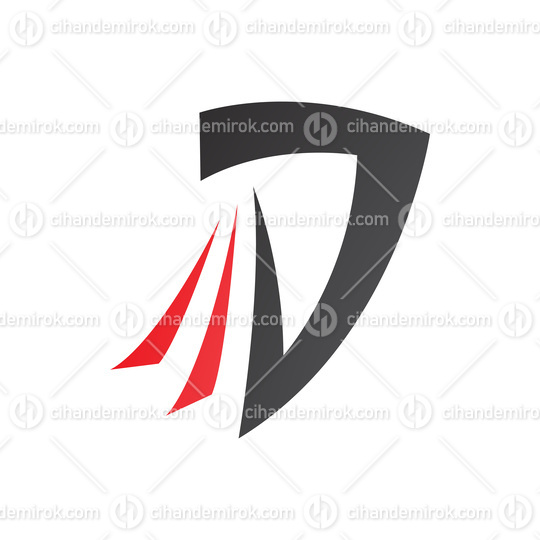 Black and Red Letter D Icon with Tails