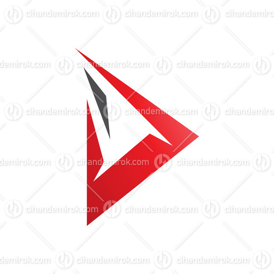 Black and Red Spiky Triangular Letter D Icon