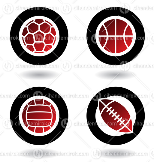 Black and Red Sports Balls Icons