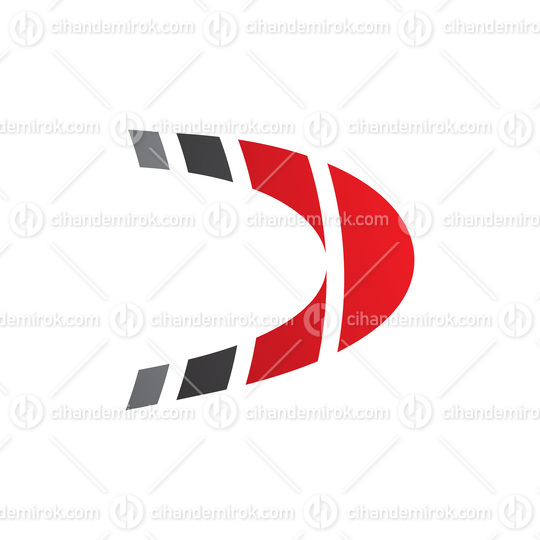 Black and Red Striped Letter D Icon