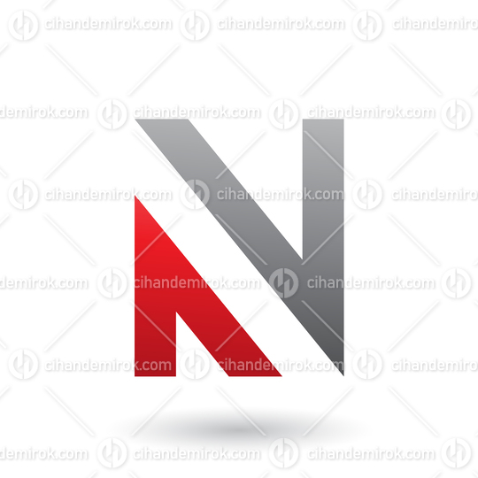 Black and Red V Shaped Icon for Letter N Vector Illustration