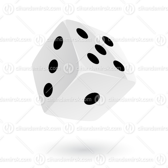 Black and White Dice Icon with Shadow