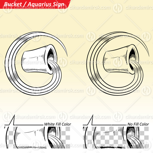 Black and White Digital Sketches of Aquarius Zodiac Star Sign