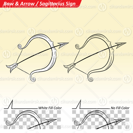 Black and White Digital Sketches of Sagittarius Zodiac Star Sign