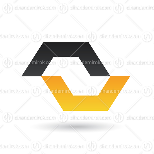 Black and Yellow Abstract Split Hexagon Icon