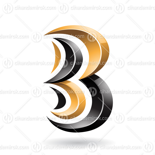 Black and Yellow Glossy Spiky Embossed Icon for Letter B