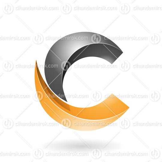 Black and Yellow Shiny Melon Slice Shaped Letter C Icon