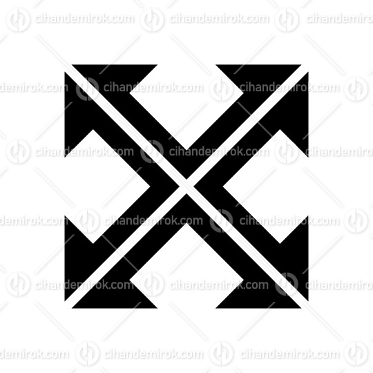 Black Arrow Square Shaped Letter X Icon