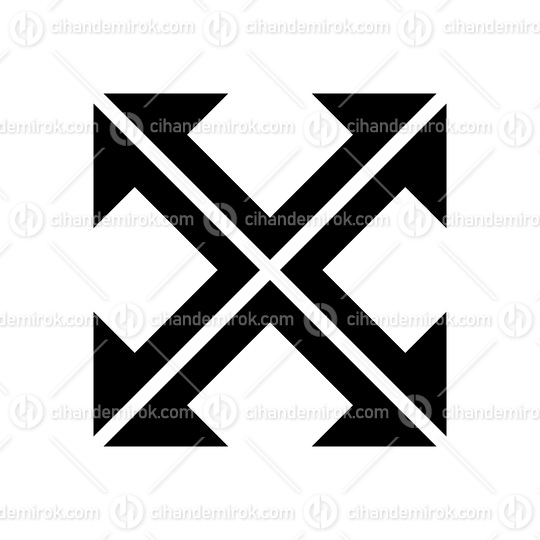 Black Arrow Square Shaped Letter X Icon