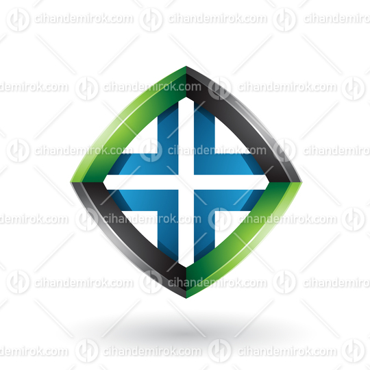 Black Blue and Green Skewed Diamond Shape Vector Illustration