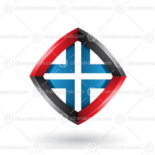 Black Blue and Red Skewed Diamond Shape Vector Illustration