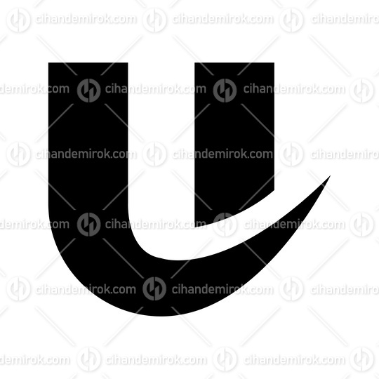Black Bold Curvy Shaped Letter U Icon