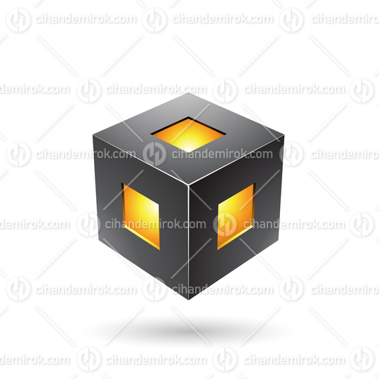 Black Bold Lantern Cube Vector Illustration