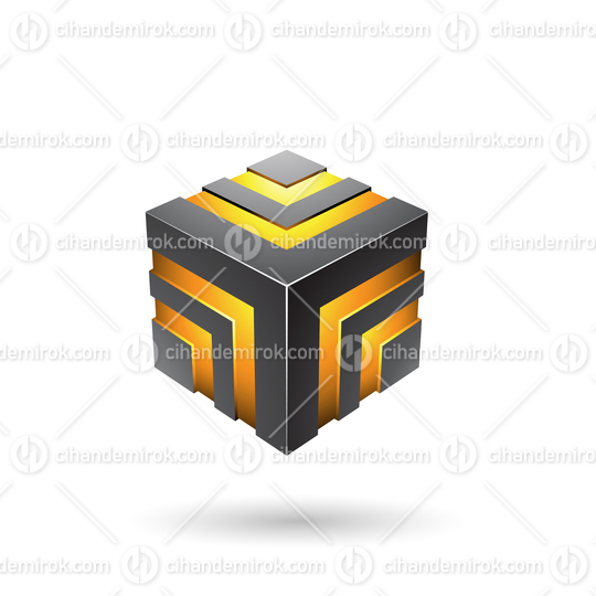 Black Bold Striped Cube Vector Illustration