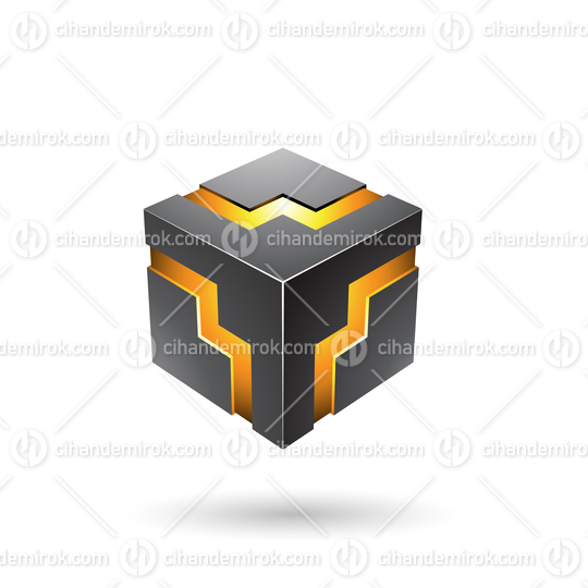 Black Bold Zigzag Cube Vector Illustration