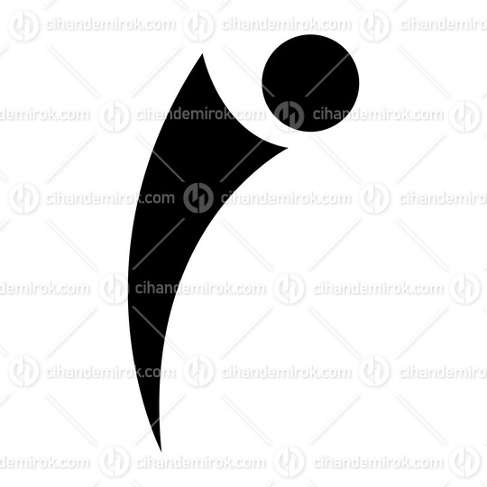Black Bowing Person Shaped Letter I Icon