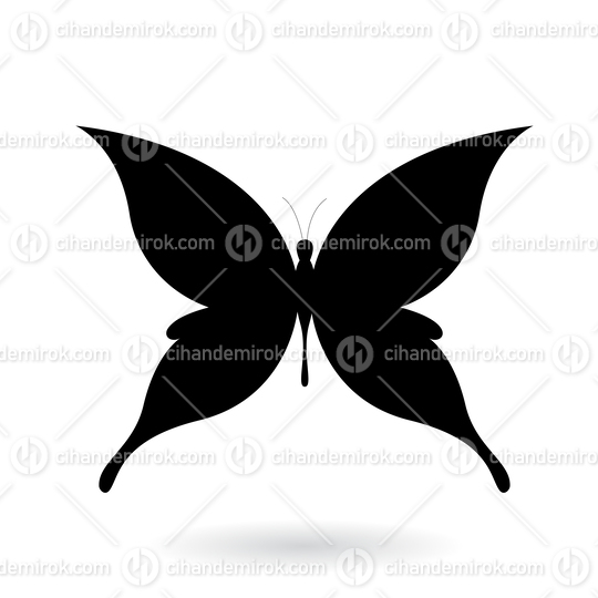 Black Butterfly Silhouette Illustration with Pointed Wings