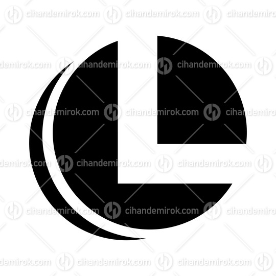 Black Circle Shaped Letter L Icon