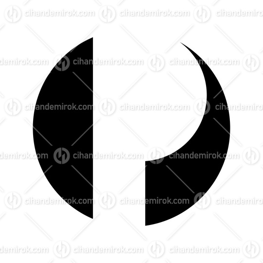 Black Circle Shaped Letter P Icon