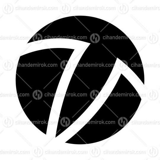 Black Circle Shaped Letter T Icon