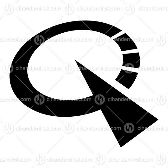 Black Clock Shaped Letter Q Icon