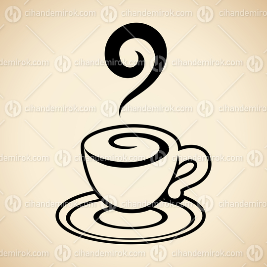 Black Coffee Cup Icon isolated on a Beige Background