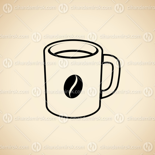 Black Coffee Mug with a Coffee Bean Icon isolated on a Beige Background