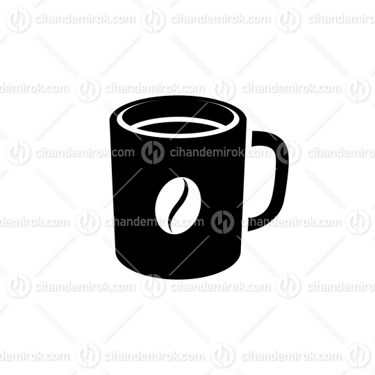 Black Coffee Mug with a Coffee Bean Icon isolated on a White Background