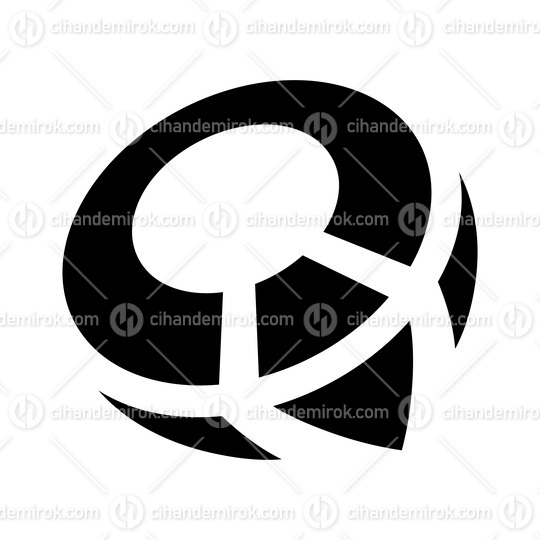 Black Compass Shaped Letter Q Icon