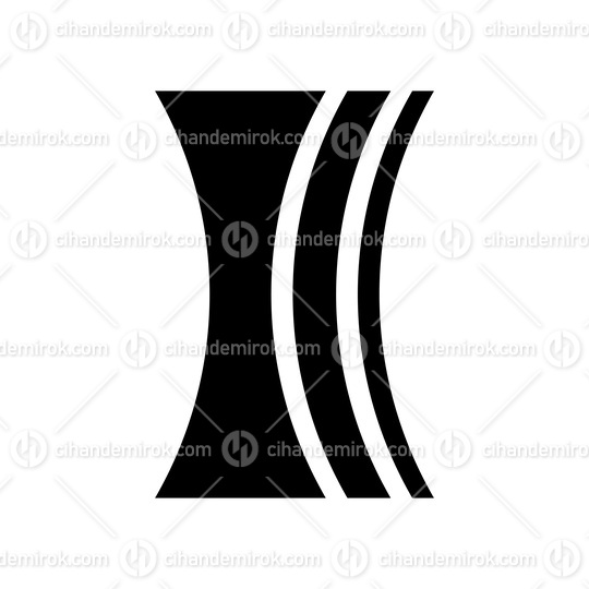 Black Concave Lens Shaped Letter I Icon