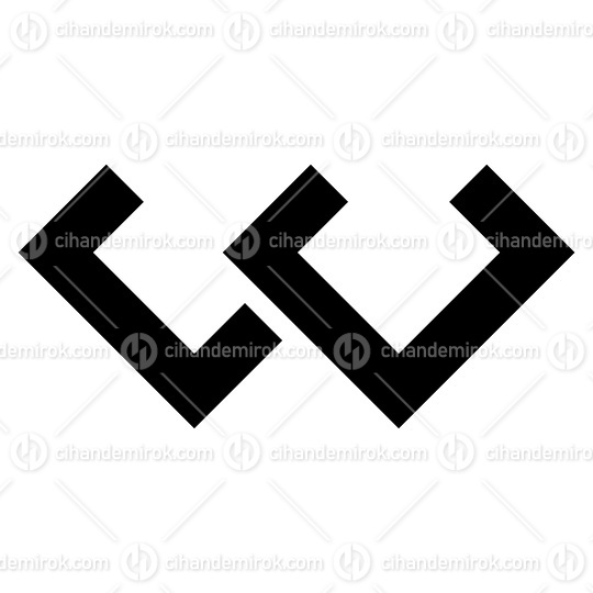 Black Cornered Shaped Letter W Icon