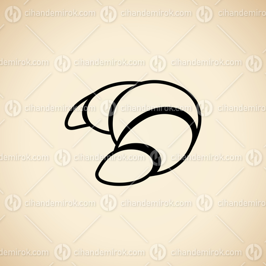 Black Croissant Icon isolated on a Beige Background