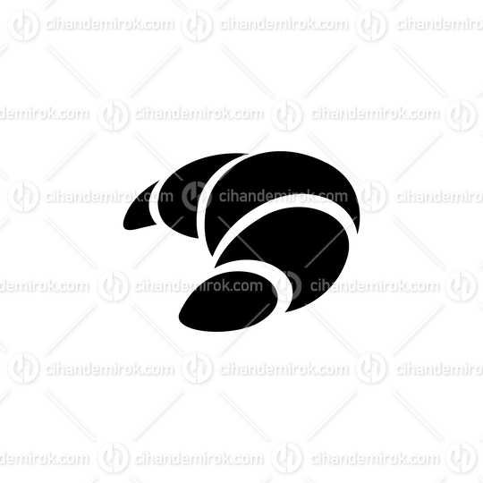Black Croissant Icon isolated on a White Background