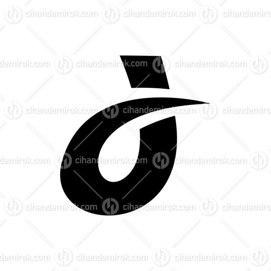 Black Curved Spiky Letter D Icon