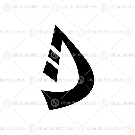 Black Curved Strip Shaped Letter D Icon