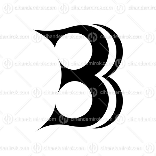 Black Curvy Letter B Icon Resembling Number 3