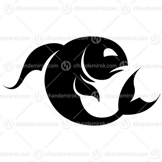 Black Curvy Pisces Zodiac Star Sign