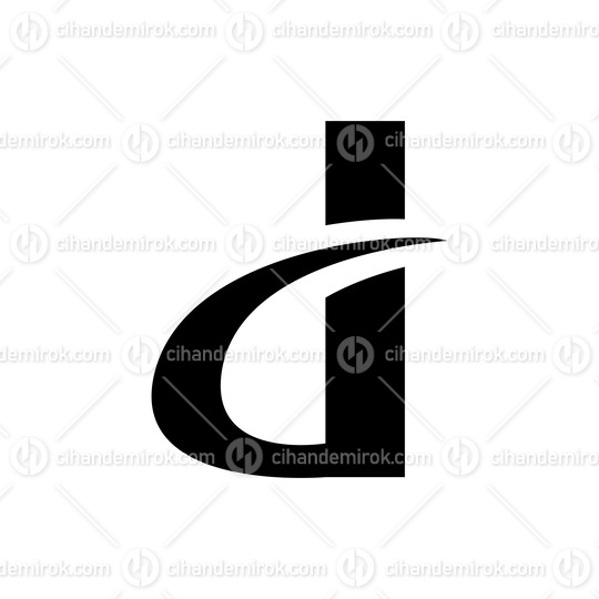 Black Curvy Pointed Letter D Icon