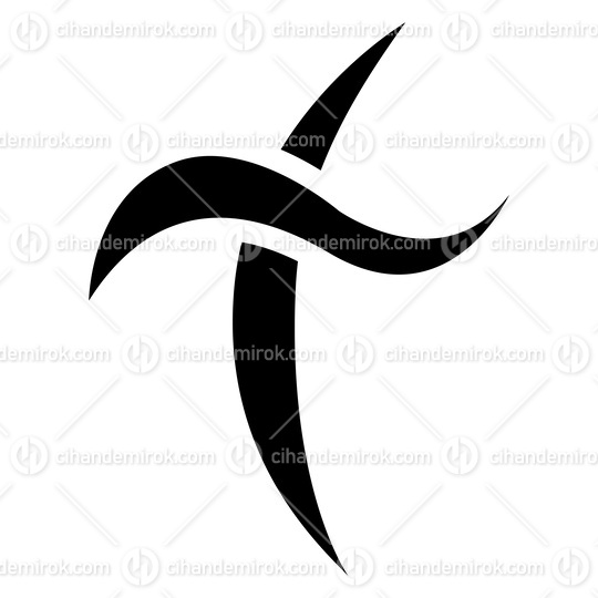 Black Curvy Sword Shaped Letter T Icon