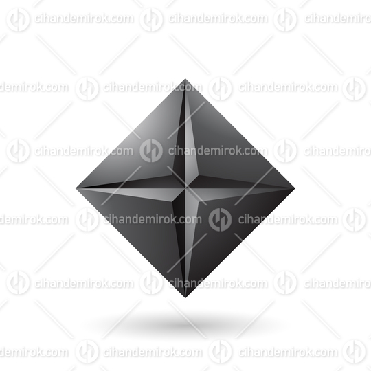 Black Diamond Icon with a Star Shape Vector Illustration