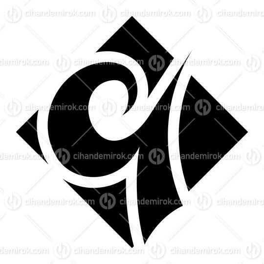 Black Diamond Shaped Letter Q Icon