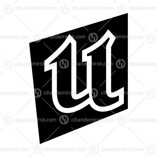 Black Distorted Square Shaped Letter U Icon