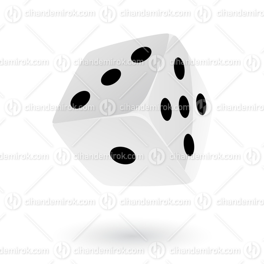 Black Dotted White Dice with a Shadow
