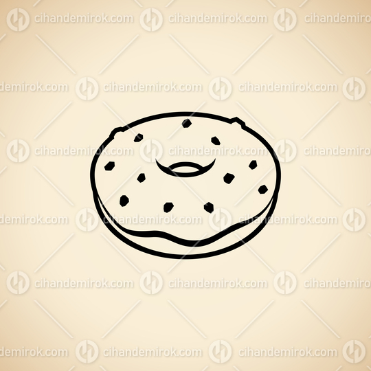 Black Doughnut Icon isolated on a Beige Background